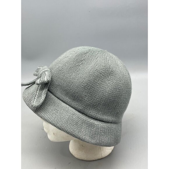 August hat company bow acrylic blend grey one size READ new - Picture 4 of 6